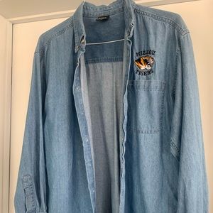 Mizzou Tigers denim button up